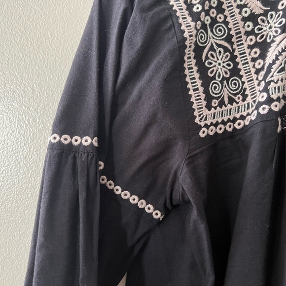 Ulla Johnson Embroidered Tunic Dress - Size 8 - Black with Lilac stitching - Picture 10 of 12